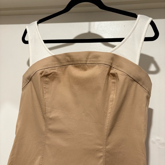 by Anthropologie Maeve Sleeveless Twofer Mini Dress Khaki White Tank New NWT - Picture 3 of 13